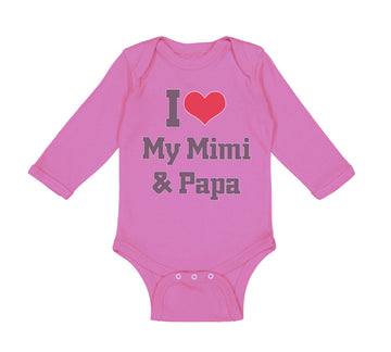 Long Sleeve Bodysuit Baby I Heart My Mimi & Papa Grandparents Boy & Girl Clothes