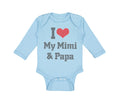 Long Sleeve Bodysuit Baby I Heart My Mimi & Papa Grandparents Boy & Girl Clothes