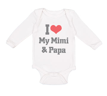 Long Sleeve Bodysuit Baby I Heart My Mimi & Papa Grandparents Boy & Girl Clothes
