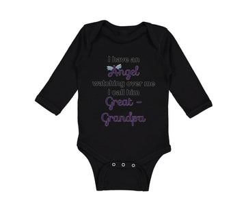 Long Sleeve Bodysuit Baby I Angel Watching over Me. Call Great Grandpa Cotton
