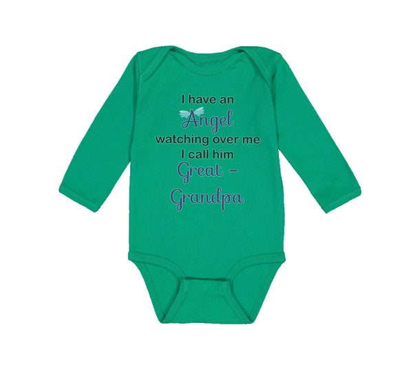 Long Sleeve Bodysuit Baby I Angel Watching over Me. Call Great Grandpa Cotton - Cute Rascals