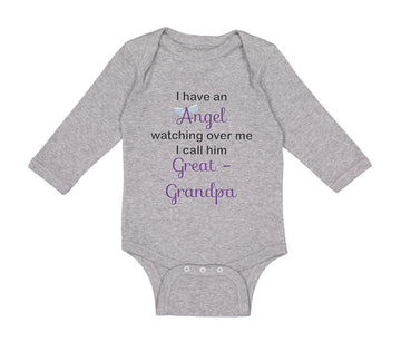 Long Sleeve Bodysuit Baby I Angel Watching over Me. Call Great Grandpa Cotton