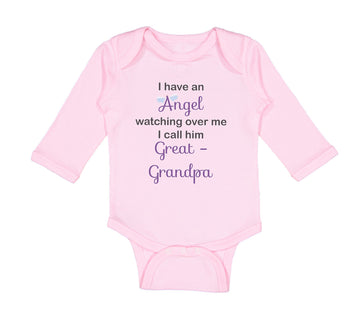 Long Sleeve Bodysuit Baby I Angel Watching over Me. Call Great Grandpa Cotton