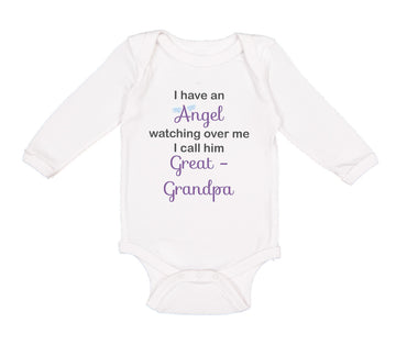 Long Sleeve Bodysuit Baby I Angel Watching over Me. Call Great Grandpa Cotton