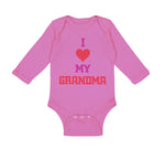 Long Sleeve Bodysuit Baby I Heart My Grandma Love Grandmother Grandma Cotton