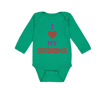 Long Sleeve Bodysuit Baby I Heart My Grandma Love Grandmother Grandma Cotton