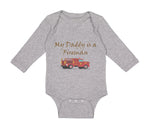 Long Sleeve Bodysuit Baby My Daddy Is A Fireman Firefighter Dad Father's Day