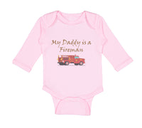 Long Sleeve Bodysuit Baby My Daddy Is A Fireman Firefighter Dad Father's Day