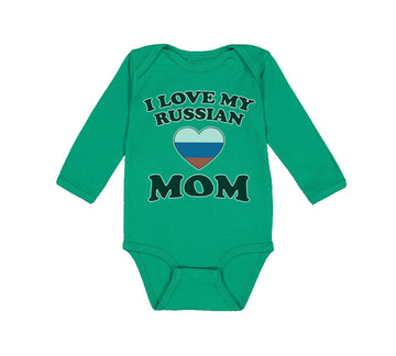 Long Sleeve Bodysuit Baby I Love My Russian Mom Mothers Boy & Girl Clothes