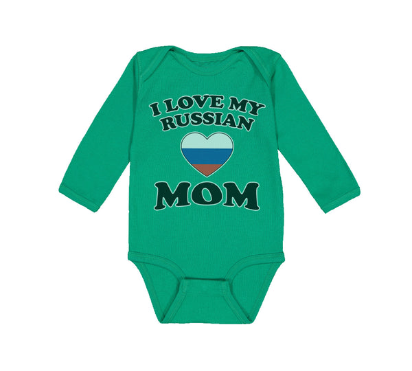 Long Sleeve Bodysuit Baby I Love My Russian Mom Mothers Boy & Girl Clothes