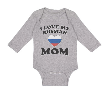 Long Sleeve Bodysuit Baby I Love My Russian Mom Mothers Boy & Girl Clothes