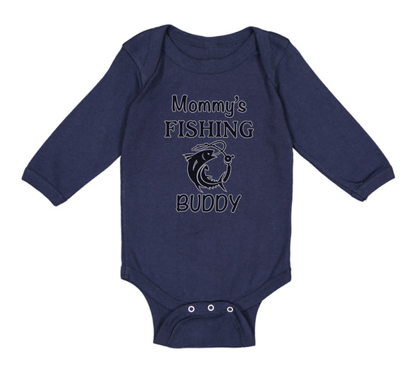 Long Sleeve Bodysuit Baby Mommy's Fishing Buddy Mom Mothers Boy & Girl Clothes