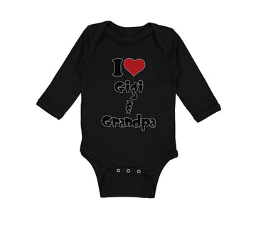 Long Sleeve Bodysuit Baby I Love My Gigi and Grandpa Grandparents Cotton