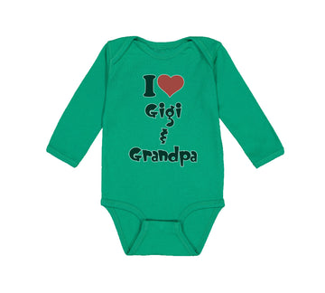Long Sleeve Bodysuit Baby I Love My Gigi and Grandpa Grandparents Cotton