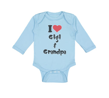 Long Sleeve Bodysuit Baby I Love My Gigi and Grandpa Grandparents Cotton