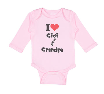 Long Sleeve Bodysuit Baby I Love My Gigi and Grandpa Grandparents Cotton