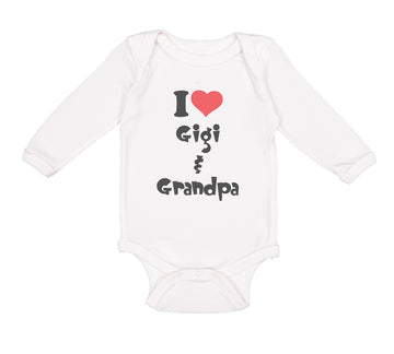 Long Sleeve Bodysuit Baby I Love My Gigi and Grandpa Grandparents Cotton