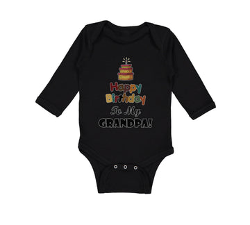 Long Sleeve Bodysuit Baby Happy Birthday to My Grandpa Grandfather Cotton