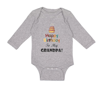 Long Sleeve Bodysuit Baby Happy Birthday to My Grandpa Grandfather Cotton
