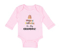 Long Sleeve Bodysuit Baby Happy Birthday to My Grandpa Grandfather Cotton