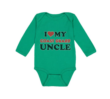 Long Sleeve Bodysuit Baby I Love My Coast Guard Uncle Boy & Girl Clothes Cotton