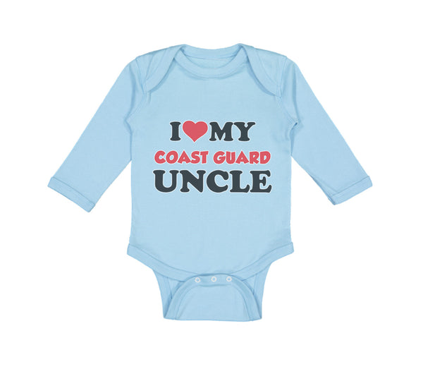 Long Sleeve Bodysuit Baby I Love My Coast Guard Uncle Boy & Girl Clothes Cotton