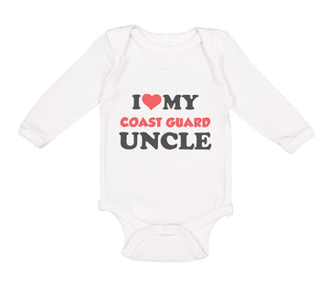 Long Sleeve Bodysuit Baby I Love My Coast Guard Uncle Boy & Girl Clothes Cotton