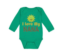 Long Sleeve Bodysuit Baby I Love My Nana Grandmother Grandma Style A Cotton