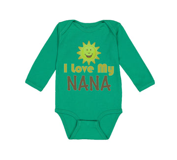 Long Sleeve Bodysuit Baby I Love My Nana Grandmother Grandma Style A Cotton