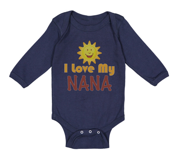 Long Sleeve Bodysuit Baby I Love My Nana Grandmother Grandma Style A Cotton