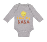 Long Sleeve Bodysuit Baby I Love My Nana Grandmother Grandma Style A Cotton