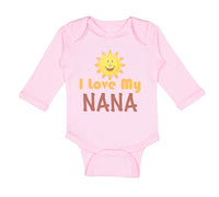 Long Sleeve Bodysuit Baby I Love My Nana Grandmother Grandma Style A Cotton