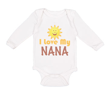 Long Sleeve Bodysuit Baby I Love My Nana Grandmother Grandma Style A Cotton