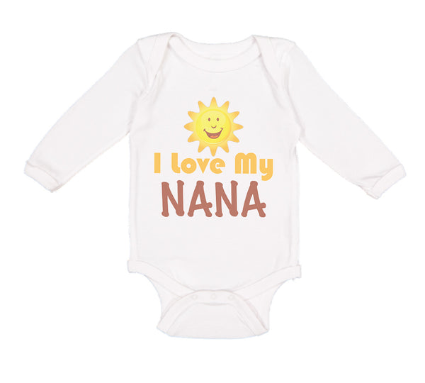 Long Sleeve Bodysuit Baby I Love My Nana Grandmother Grandma Style A Cotton