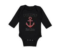 Long Sleeve Bodysuit Baby Papa's First Mate Sailing Captain Dad Father's Day