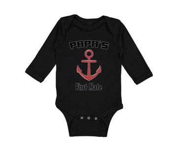 Long Sleeve Bodysuit Baby Papa's First Mate Sailing Captain Dad Father's Day