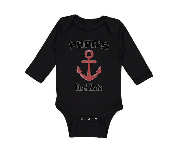 Long Sleeve Bodysuit Baby Papa's First Mate Sailing Captain Dad Father's Day