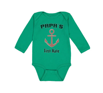 Long Sleeve Bodysuit Baby Papa's First Mate Sailing Captain Dad Father's Day