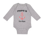 Long Sleeve Bodysuit Baby Papa's First Mate Sailing Captain Dad Father's Day