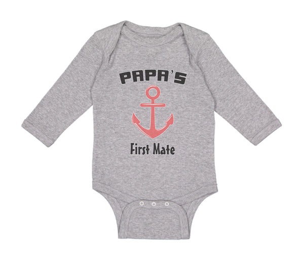 Long Sleeve Bodysuit Baby Papa's First Mate Sailing Captain Dad Father's Day