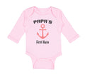Long Sleeve Bodysuit Baby Papa's First Mate Sailing Captain Dad Father's Day