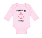 Long Sleeve Bodysuit Baby Papa's First Mate Sailing Captain Dad Father's Day