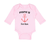 Long Sleeve Bodysuit Baby Papa's First Mate Sailing Captain Dad Father's Day