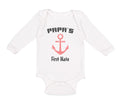 Long Sleeve Bodysuit Baby Papa's First Mate Sailing Captain Dad Father's Day