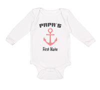 Long Sleeve Bodysuit Baby Papa's First Mate Sailing Captain Dad Father's Day