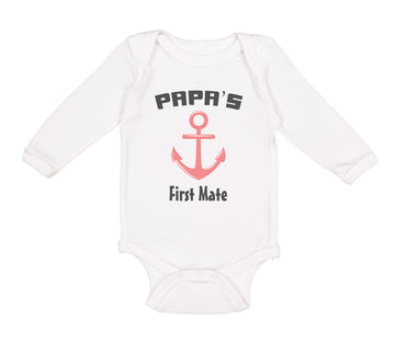 Long Sleeve Bodysuit Baby Papa's First Mate Sailing Captain Dad Father's Day
