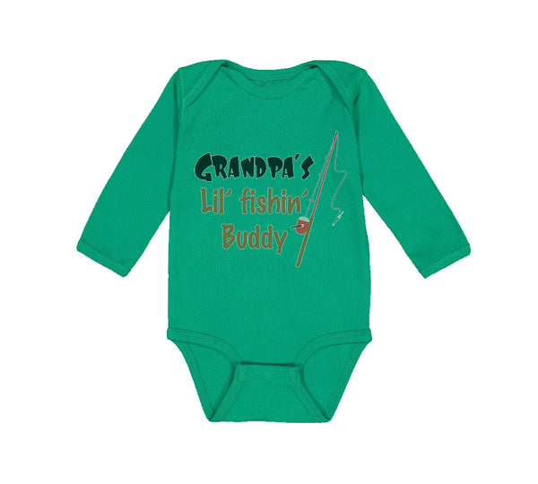 Long Sleeve Bodysuit Baby Grandpas' Lil' Fishing Buddy Grandpa Grandfather - Cute Rascals