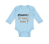 Long Sleeve Bodysuit Baby Grandpas' Lil' Fishing Buddy Grandpa Grandfather - Cute Rascals