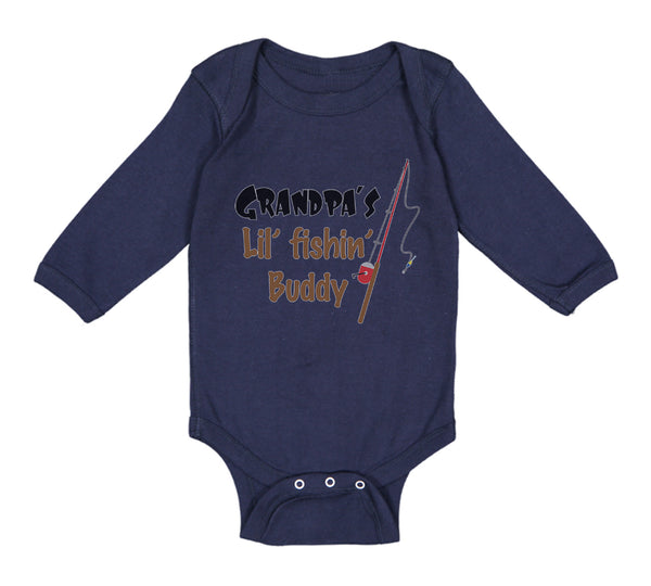 Long Sleeve Bodysuit Baby Grandpas' Lil' Fishing Buddy Grandpa Grandfather - Cute Rascals