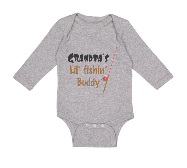 Long Sleeve Bodysuit Baby Grandpas' Lil' Fishing Buddy Grandpa Grandfather - Cute Rascals